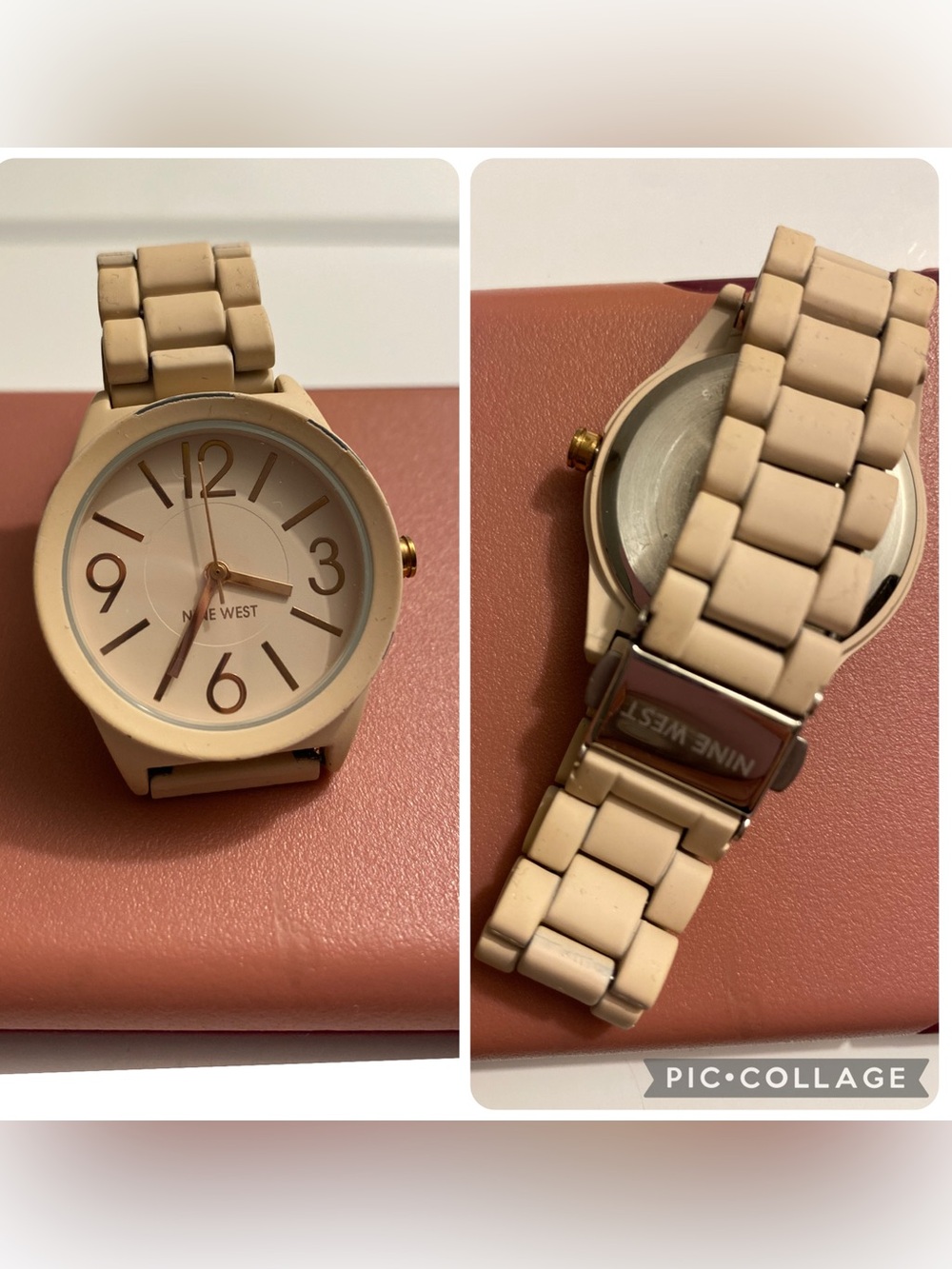 Nine West Cream Beige Round Dial Link Bracelet Watch